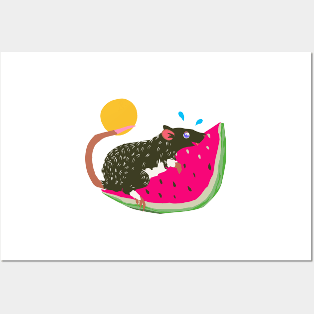 Summertime Rat on a Watermelon Slice Wall Art by Adrielle-art